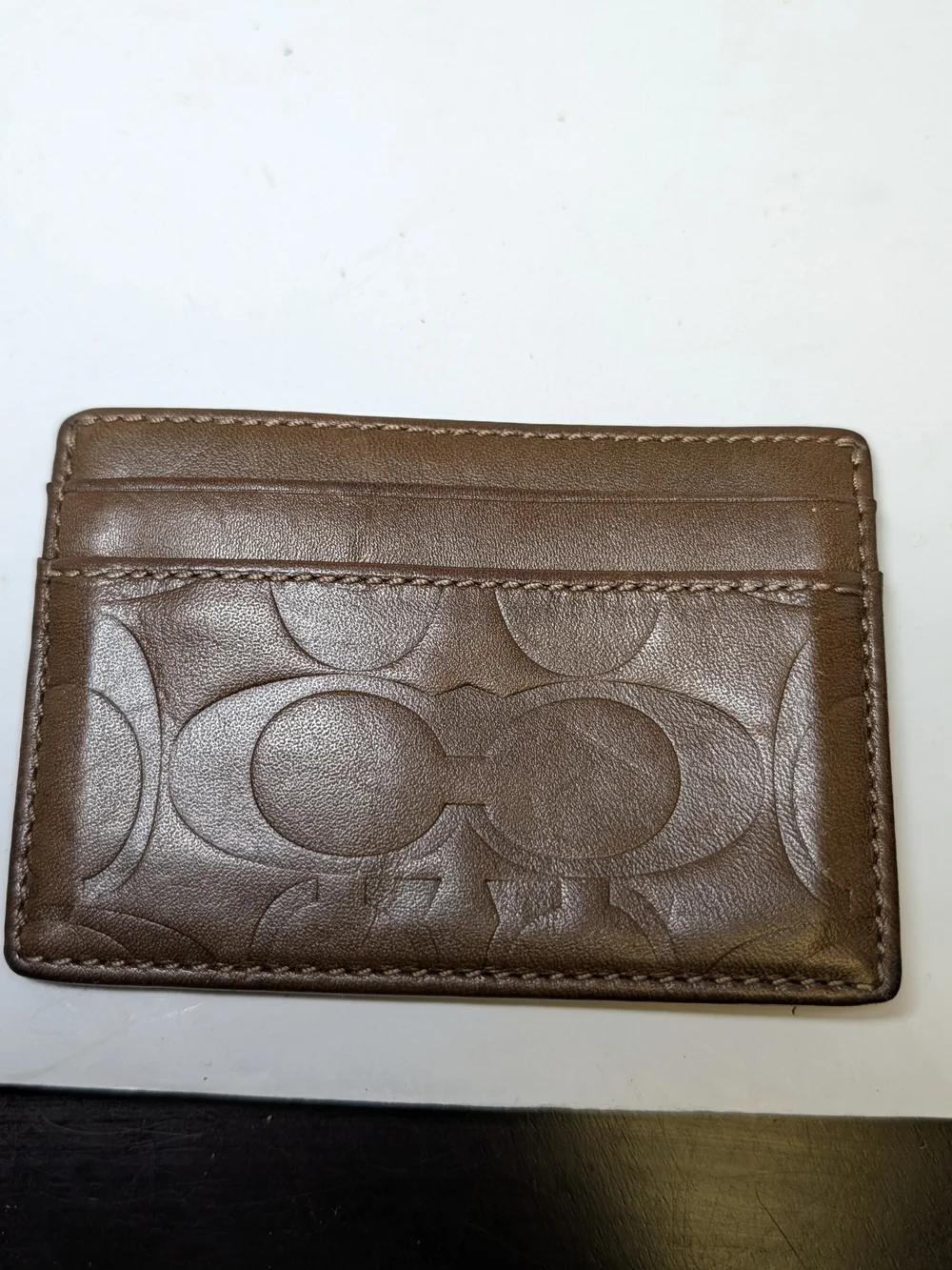 Coach Brown Embossed Leather Card Sleeve